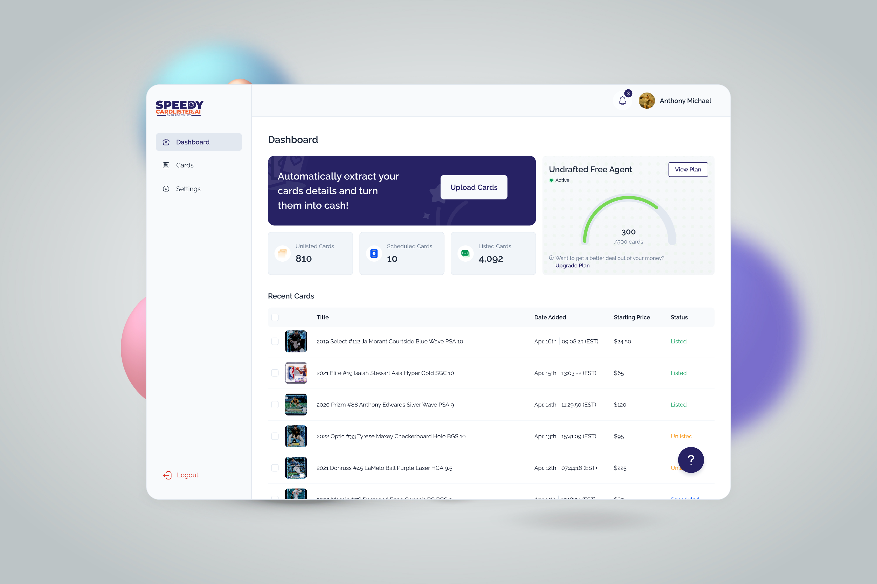 Speedy Card Lister AI — project cover